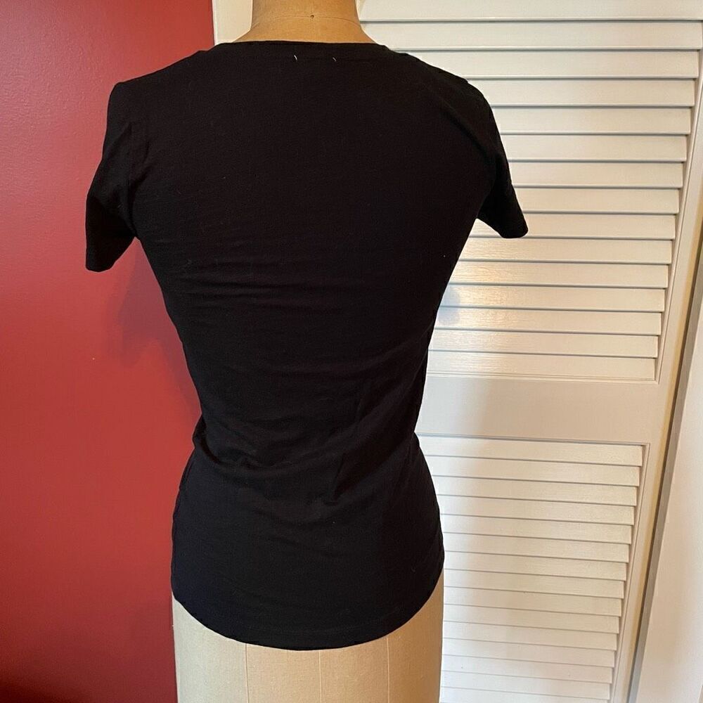 J CREW | black short sleeve t with big gold metallic heart XXS - Picture 4 of 6